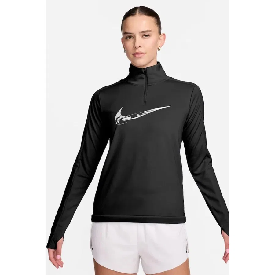 Женский спортивный свитшот с четвертью молнией Dri-Fit Swoosh Mid Nike, Черный