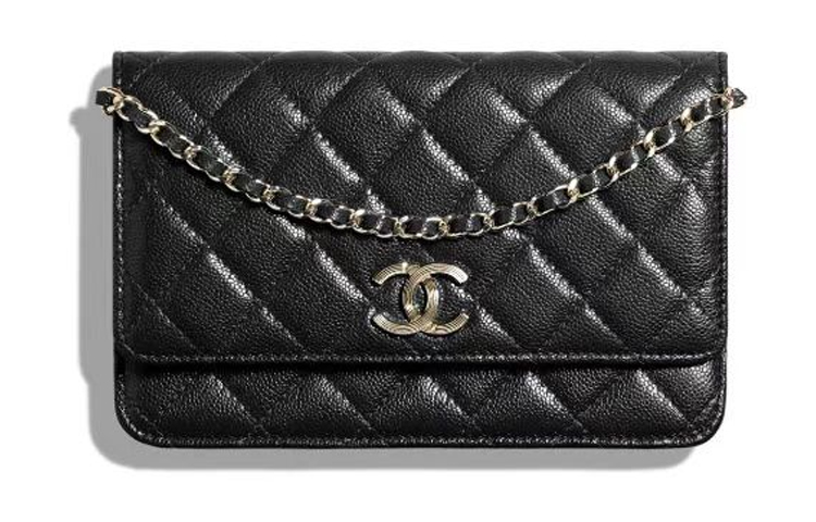 

CHANEL Весенняя сумка через плечо миниатюрная женская черная с тиснением под зерно