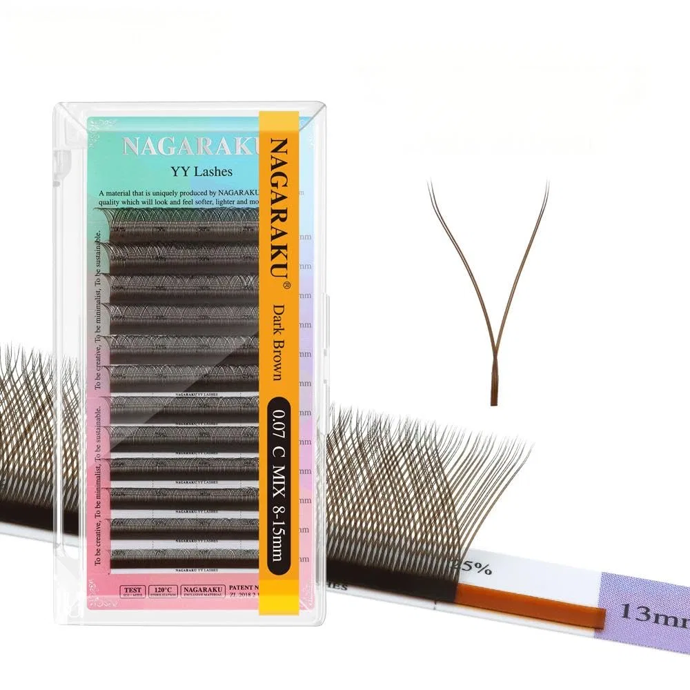 Накладные ресницы «YY Eyelashes» от NAGARAKU Nagaraku, 0.07 D-Yy-Dark Brown