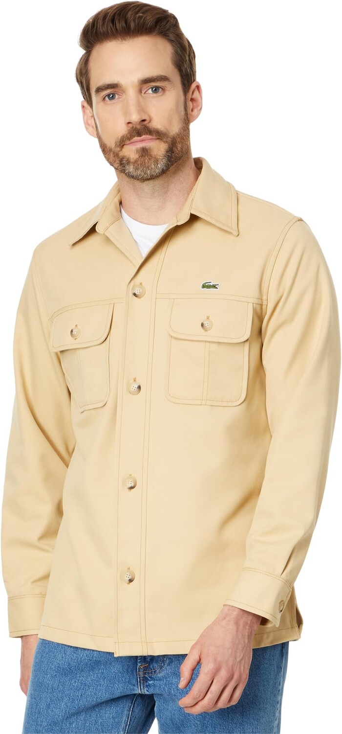 

Рубашка Lacoste Long Sleeve Overshirt Fit Button-Down Shirt w/ Two Front Pockets, цвет Croissant