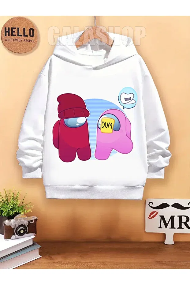 Детское худи с принтом Amungus hoodie kids mod24 Galashop, White