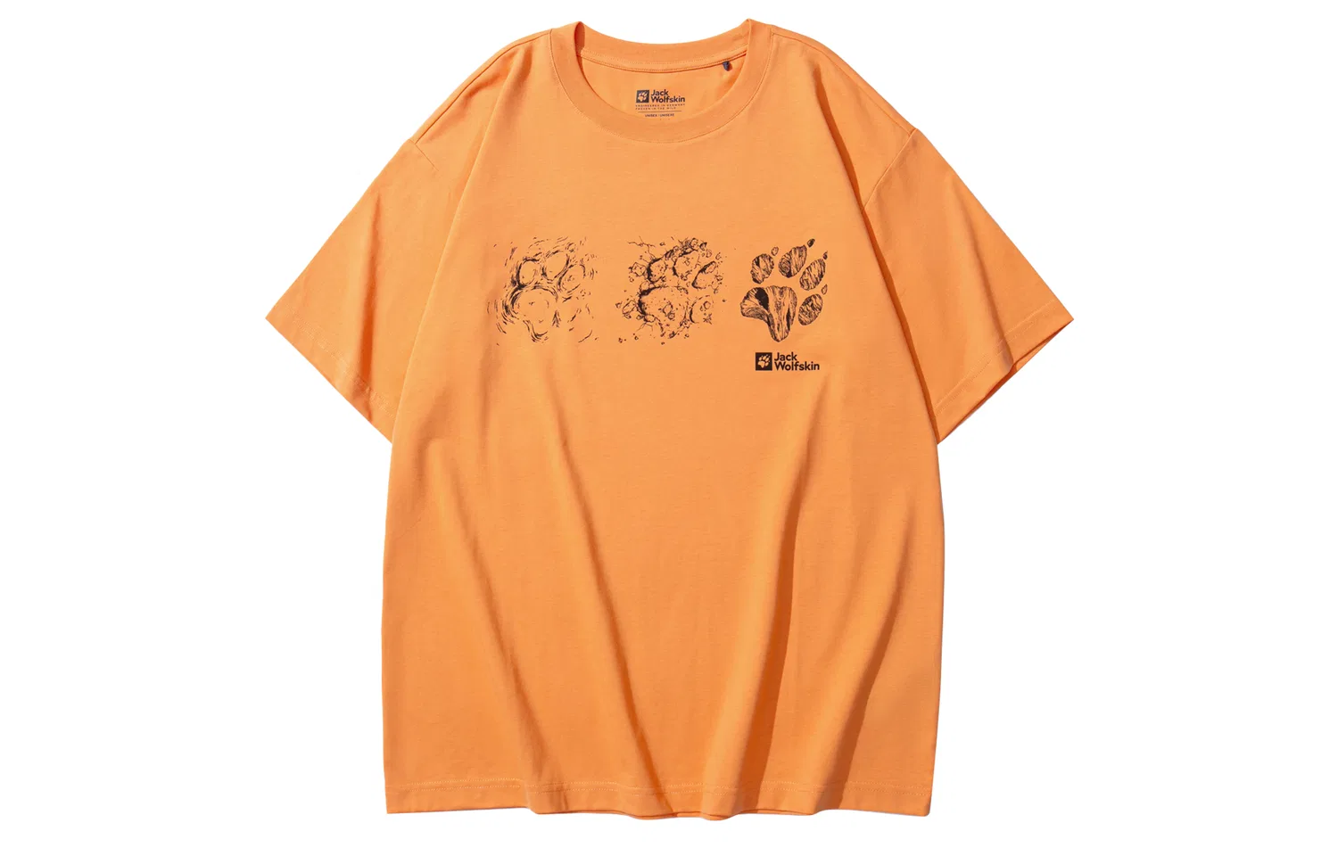 Детская быстросохнущая футболка с принтом PAW Quick Dry JACK WOLFSKIN, Warm Apricot Yellow