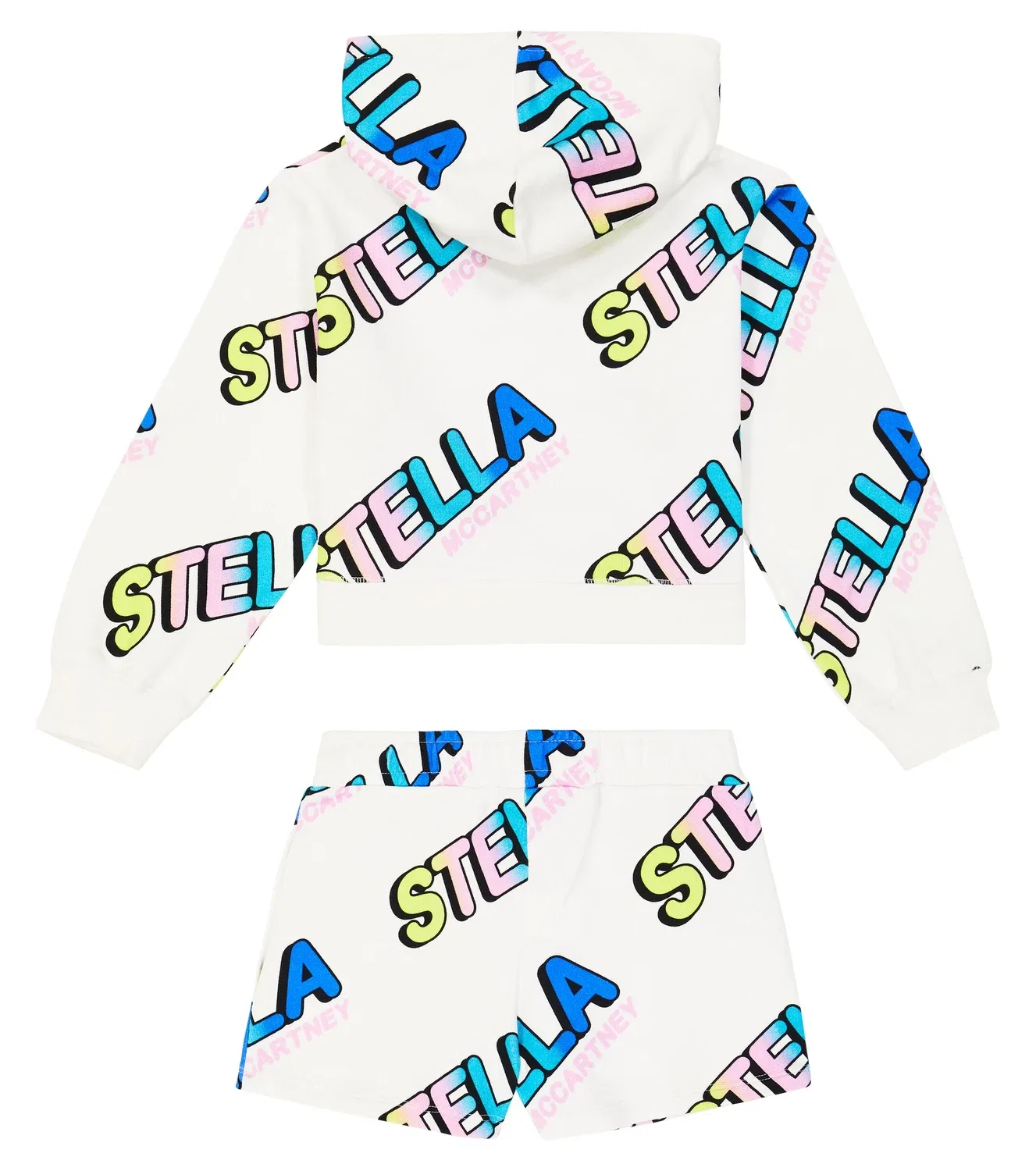 Комплект свитшота с принтом и шорт Stella Mccartney Kids, белый — фото 4