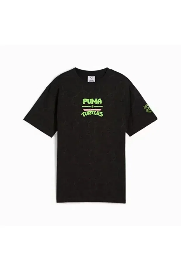 Детская футболка для девочек с принтом X tmnt relaxed aop tee Puma, Puma Black — фото 3