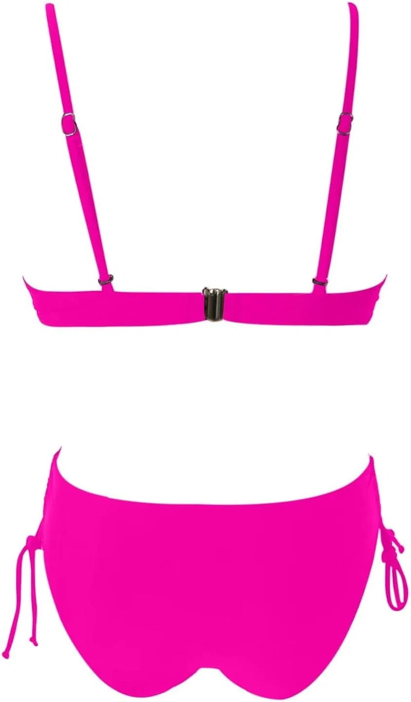 Женский бикини-комплект с запахом и регулируемыми бретелями, Hot Pink — фото 4