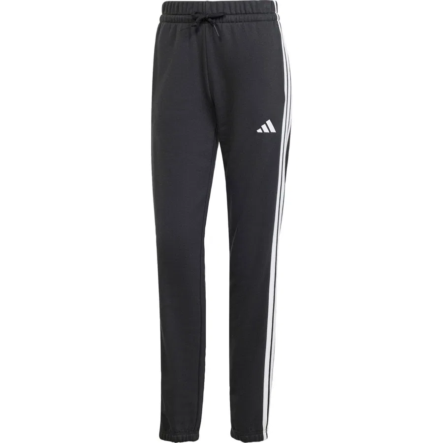 Спортивные штаны с манжетами, с полосками, модель Essentials 3-Stripes, adidas, Черно-белый — фото 3