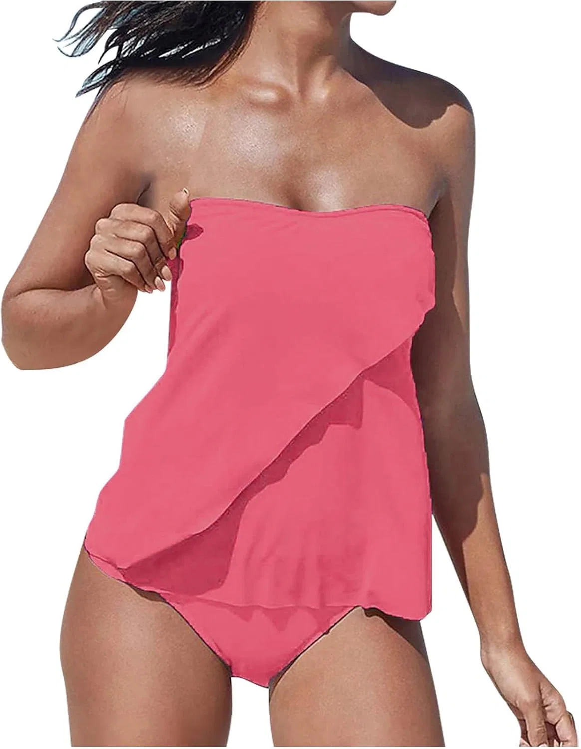 Женский бандо-танкини с баской Generic, Hot Pink