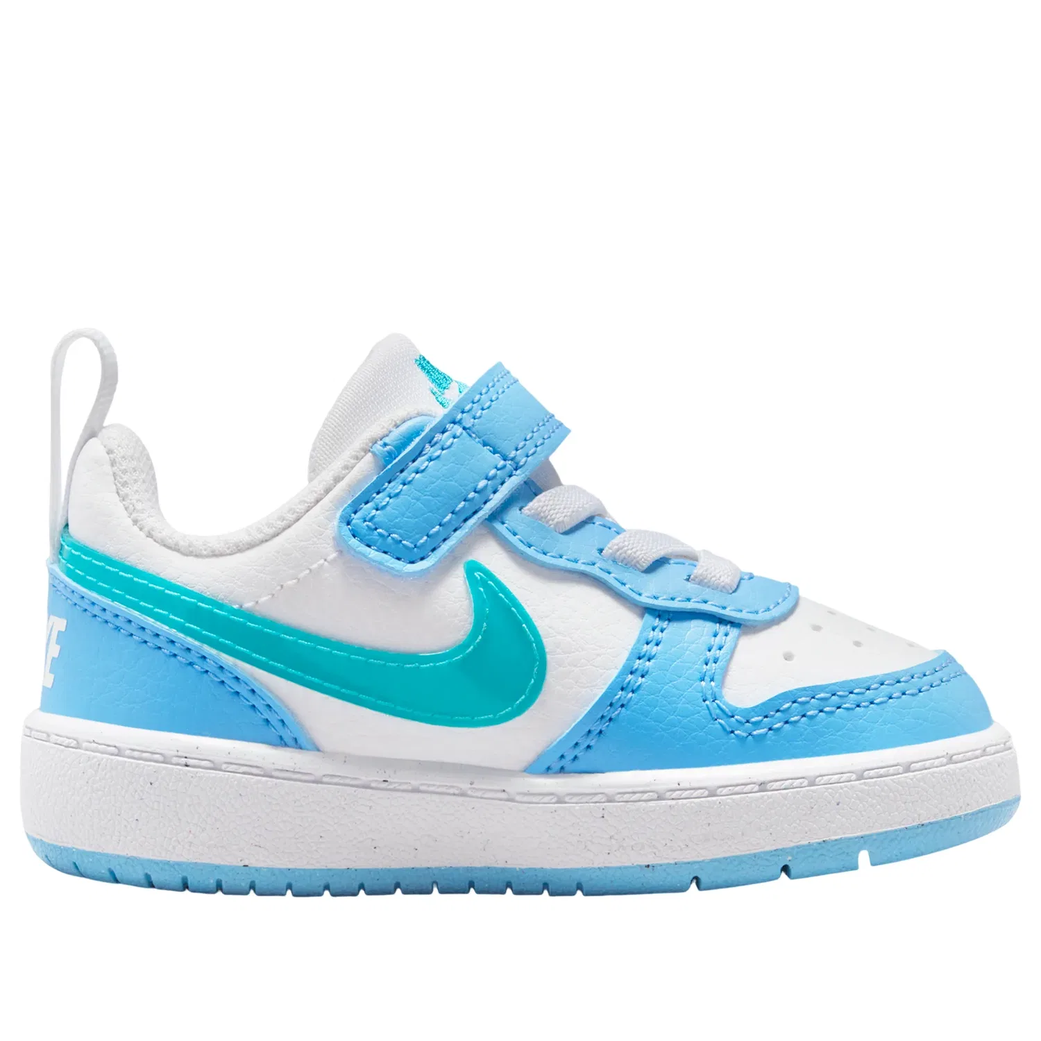 Детские кроссовки с кожаным верхом Court Borough 'White Football Blue' Nike, White/Football Blue/Energy — фото 2