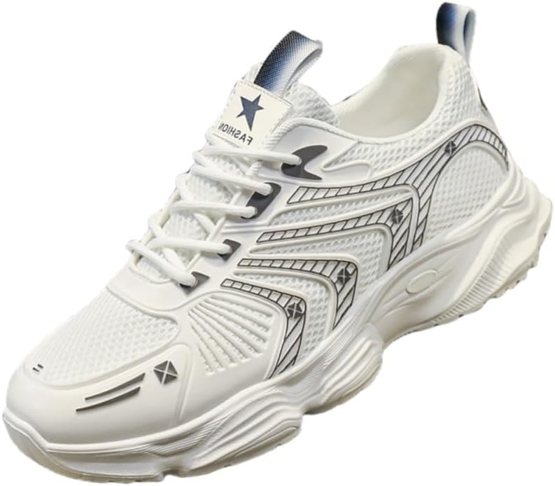 

Мужские дышащие спортивные кроссовки- легкая амортизация, противоскользящая подошва, шнуровка для фитнеса и бега, подходят как для повседневной, так и для официальной носки Clolinde, белый