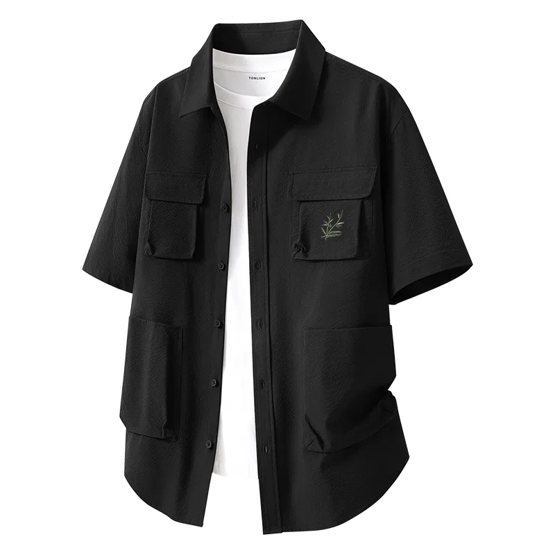 Детская рубашка свободного кроя из сейзера Tonlion, Black