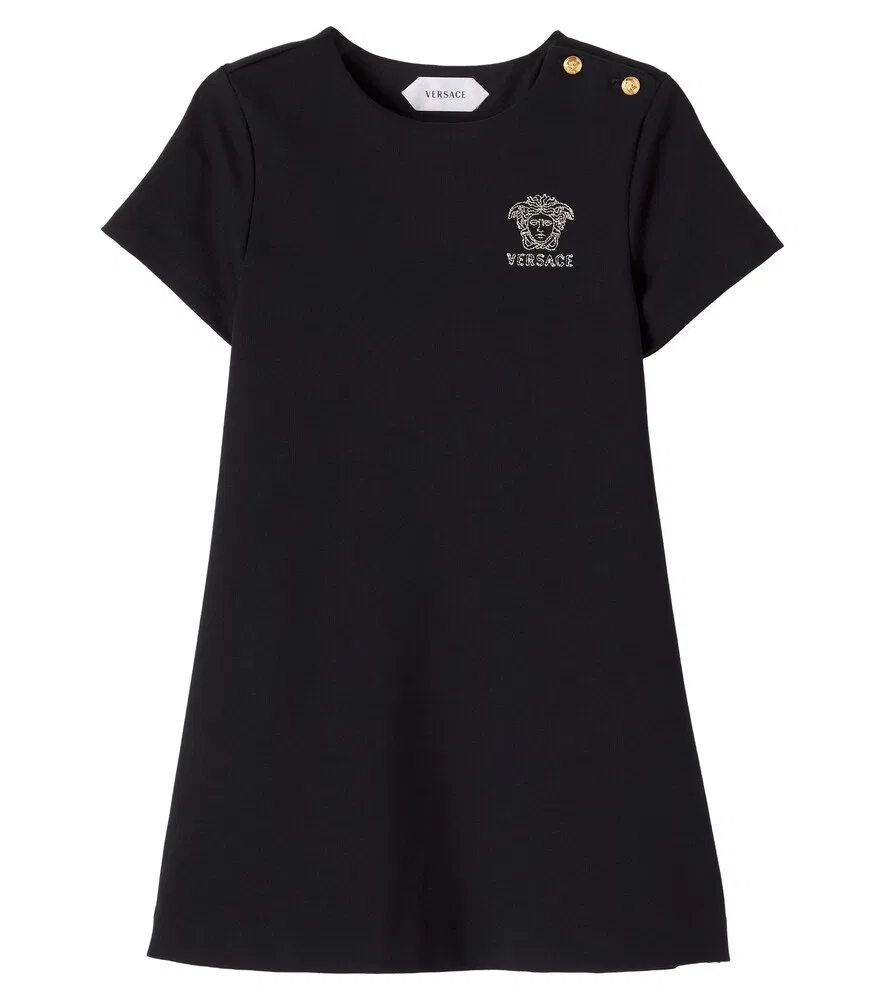 Платье с вышивкой La Medusa Versace Kids, черный