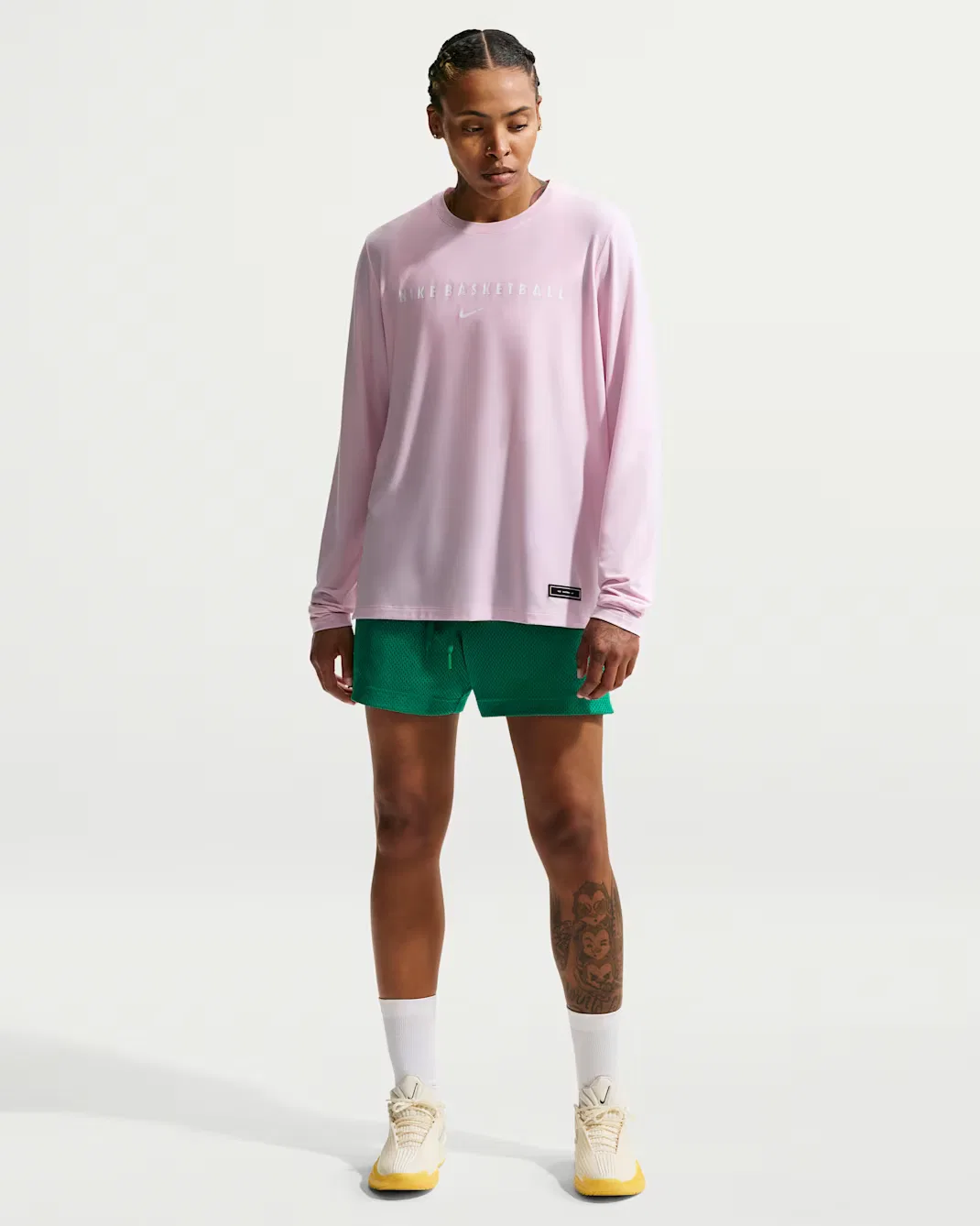 Женская баскетбольная футболка с длинными рукавами Dri-FIT Nike, Pink Foam/White — фото 4