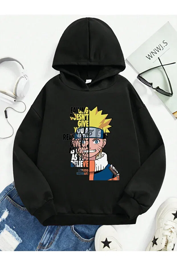 Детское худи с принтом Naruto Svart Wear, Black