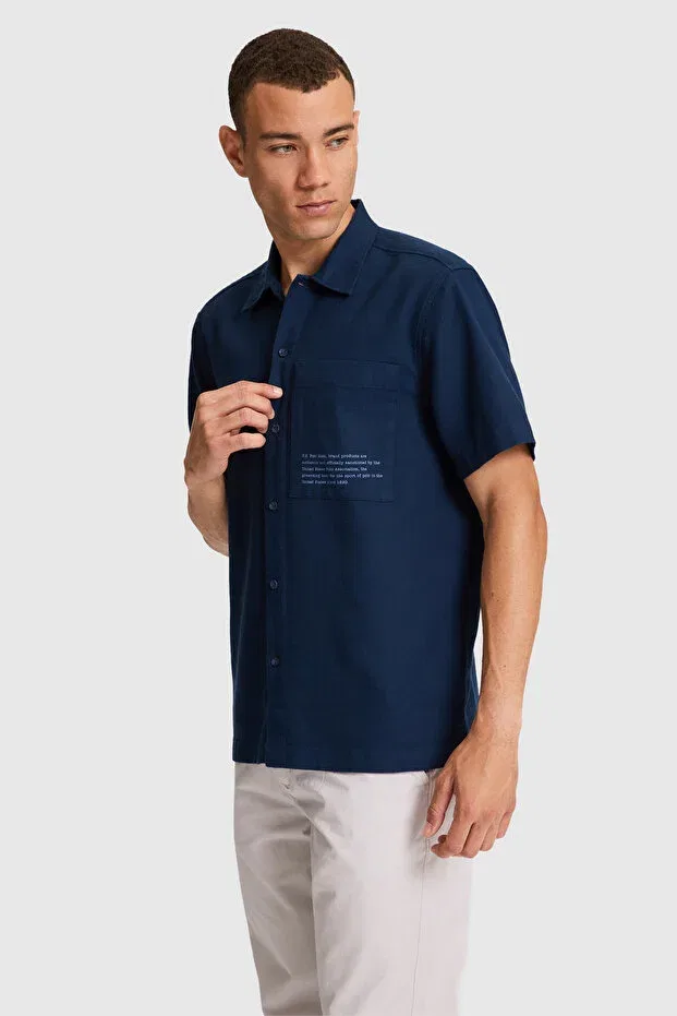 Мужская рубашка с коротким рукавом U.S. Polo Assn., Navy Blue — фото 3