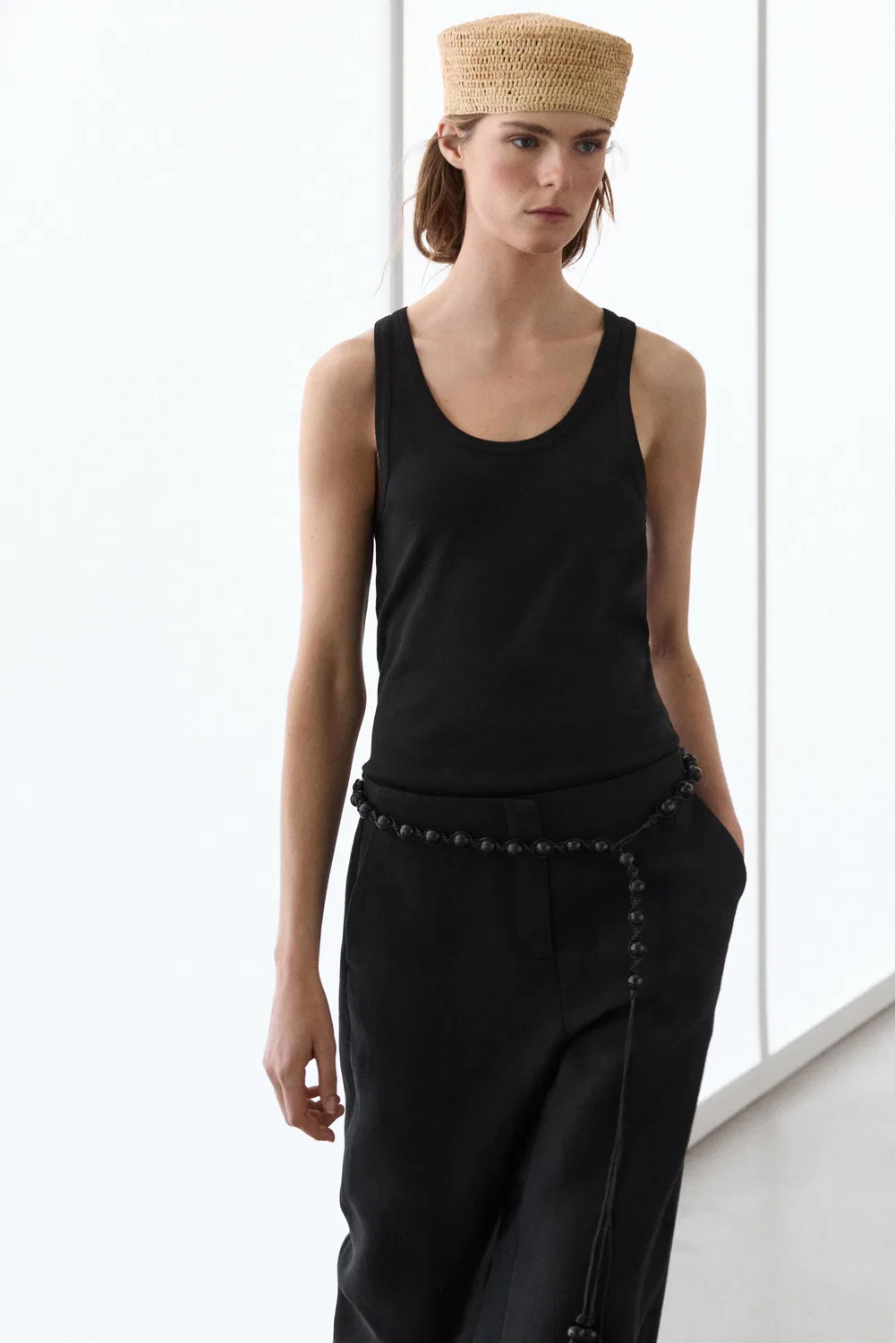 Футболка без рукавов, 100% хлопок Massimo Dutti, черный — фото 2