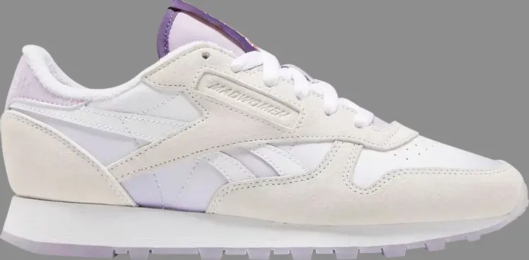 

Кроссовки madwoman x classic leather 'white purple oasis' Reebok, белый