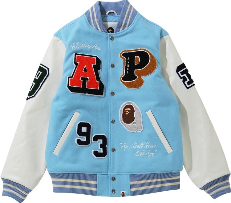 

Куртка BAPE Crazy Patch Varsity Jacket 'Sax', синий
