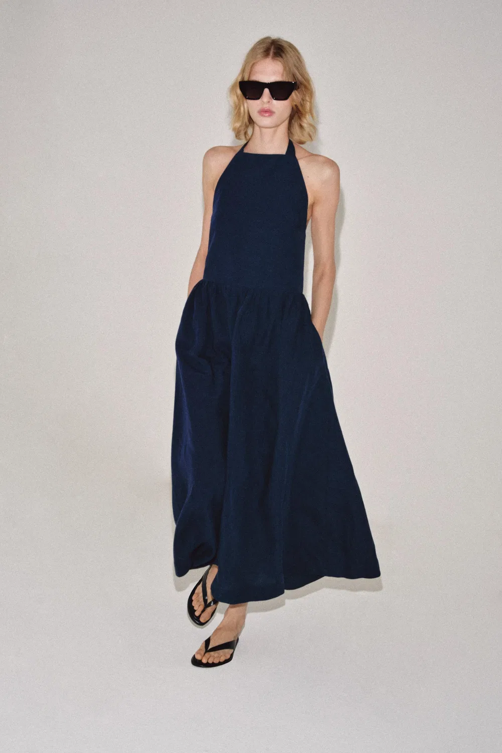 Платье с воротником-халтером из коллекции ZW ZARA, Navy blue
