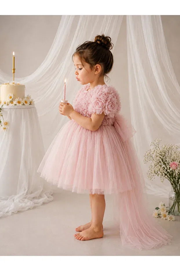 Детское платье для девочек с коротким рукавом 2Kids2Mom, Powder Pink