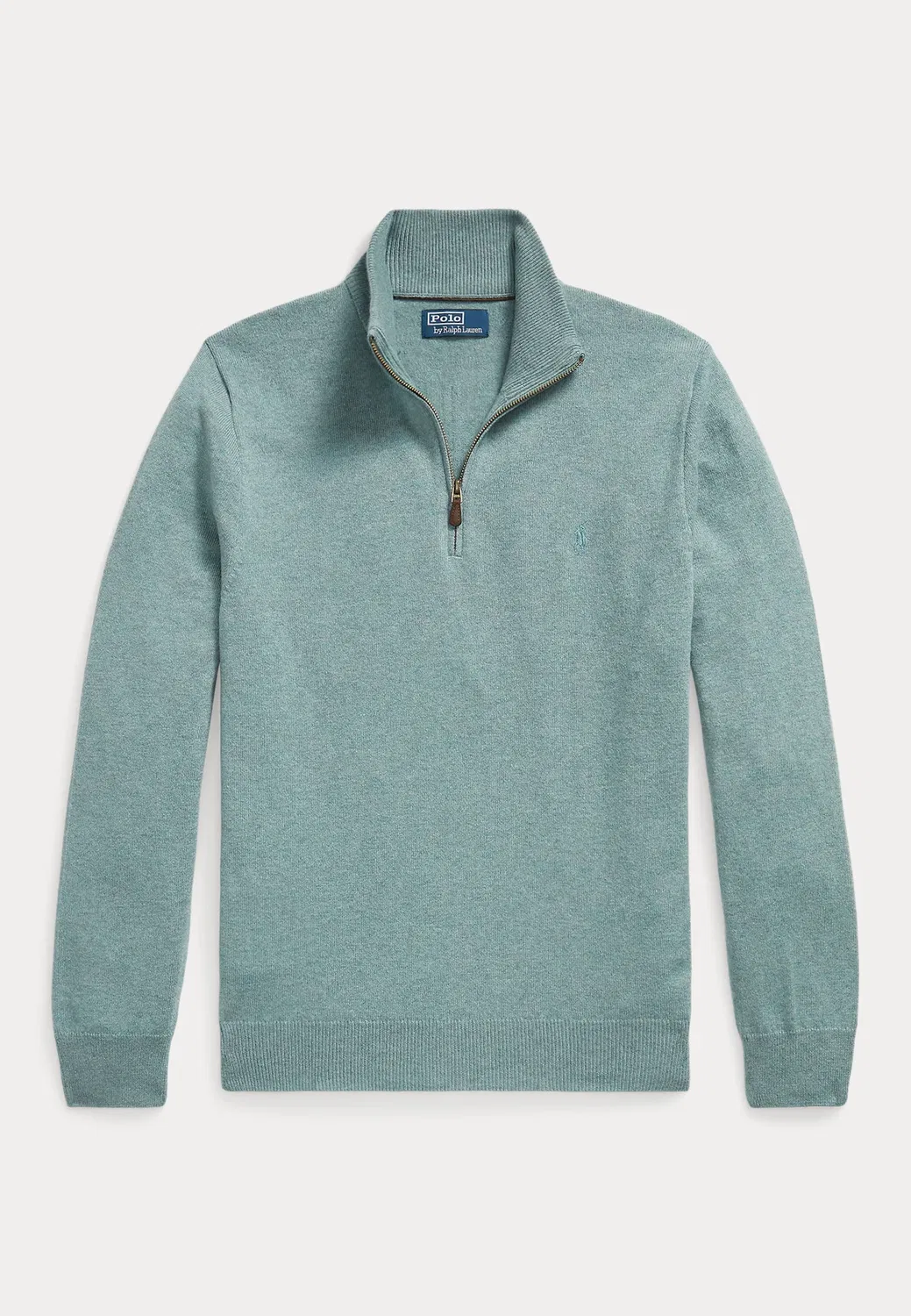 Шерстяной свитер с застежкой-молнией на четверть длины Polo Ralph Lauren, Turquoise Jay Heather — фото 4