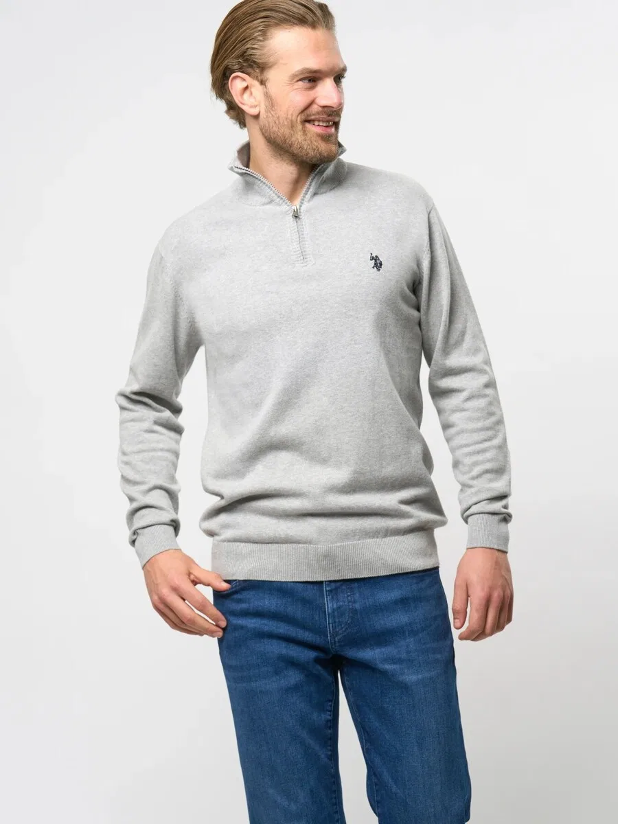 Свитер U.S. Polo Assn. 'UMBRISON' серого цвета с пятнистым рисунком — фото 3