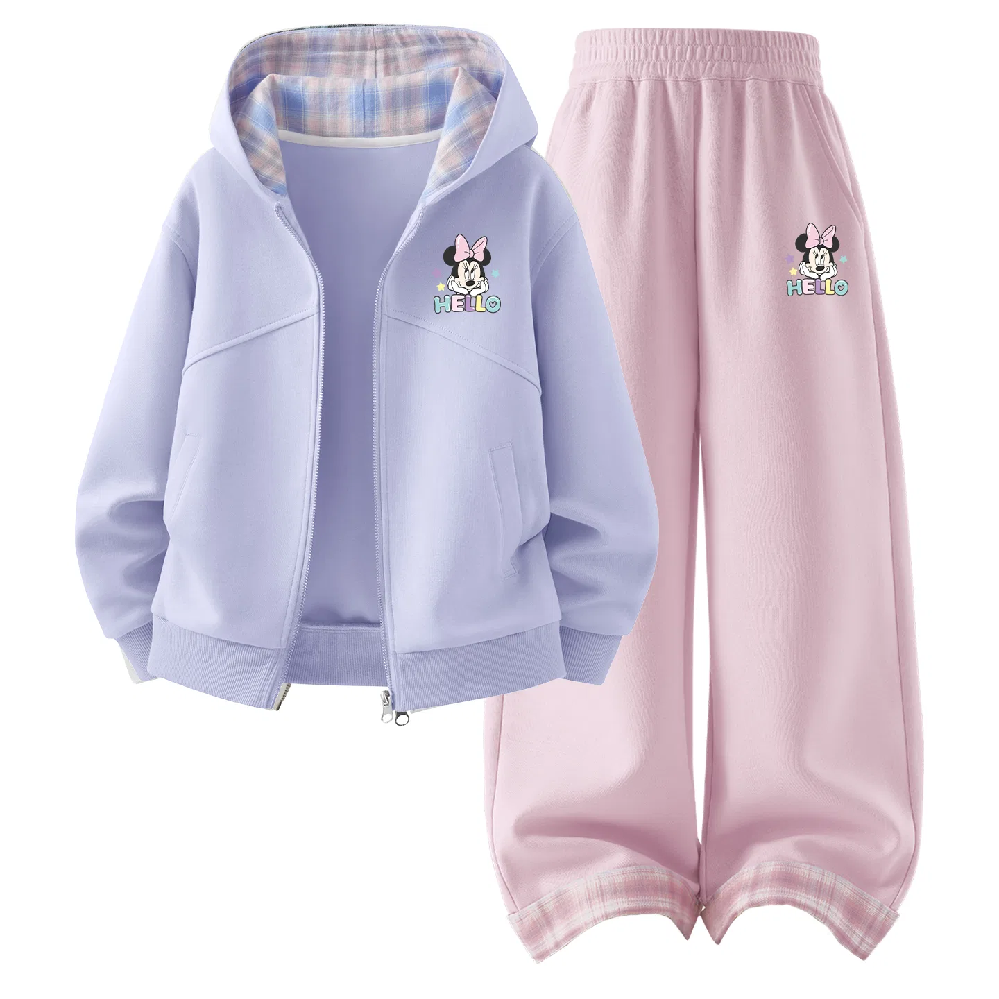 Детский комплект спортивной одежды с капюшоном Di Xing Yu Ni K Twilight Mountain Purple+Di Xing Yu Ni K Cherry Blossom Pink Disney