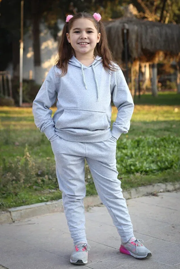 Детский спортивный комплект для девочек из футера Han Elegant, Gray — фото 4