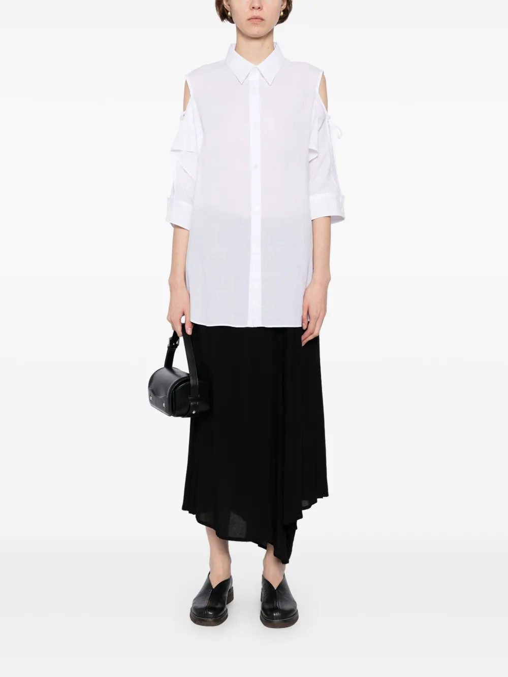 Рубашка с асимметричными плечами Yohji Yamamoto, белый — фото 2