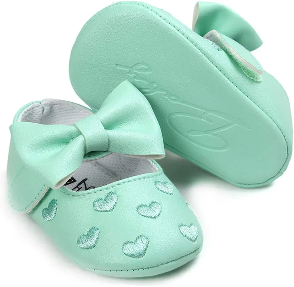 Детские туфли Мэри Джейн для девочек с бантом KISSOURBABY, Green