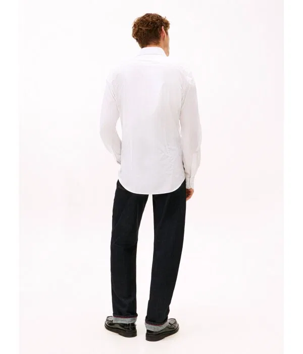 Мужская рубашка slim fit хлопковая Tommy Hilfiger, белый — фото 3