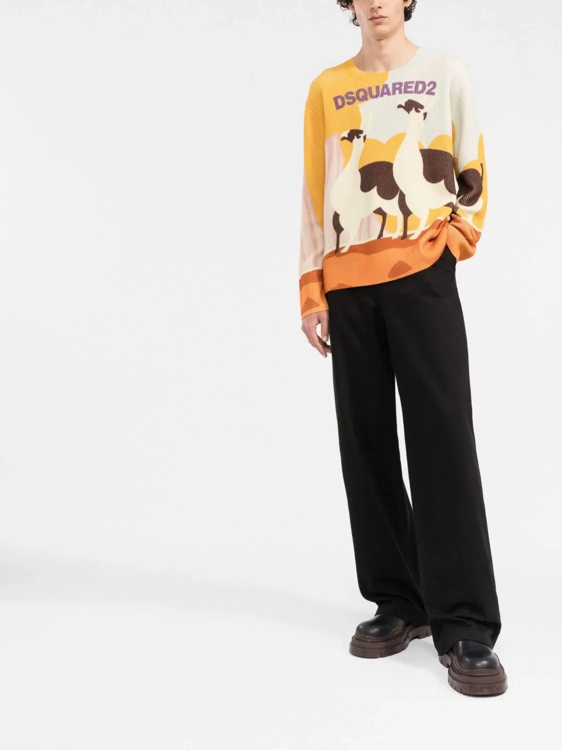 Вязаный свитер Llama Country DSQUARED2, желтый — фото 3