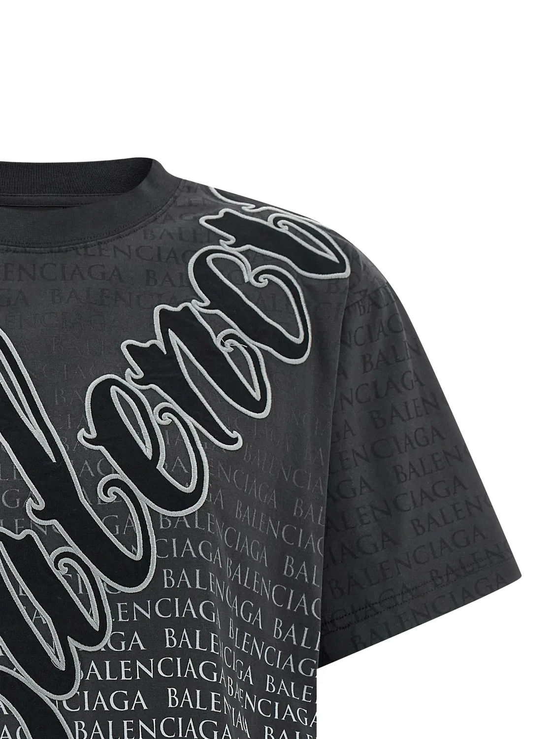 Футболка Cursive с графичным принтом Balenciaga, серый — фото 3