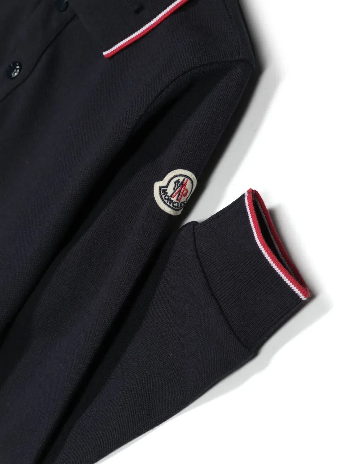 Поло с логотипом из хлопка Moncler, синий — фото 3