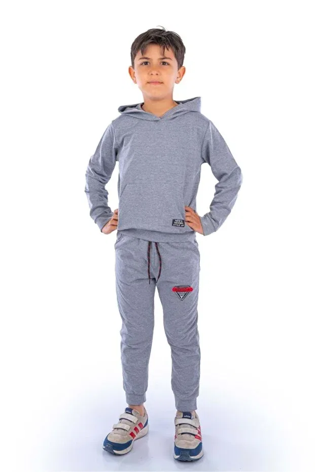Детский комплект спортивного костюма Kangaroo Pocket Hooded Minikadam, Gray — фото 2