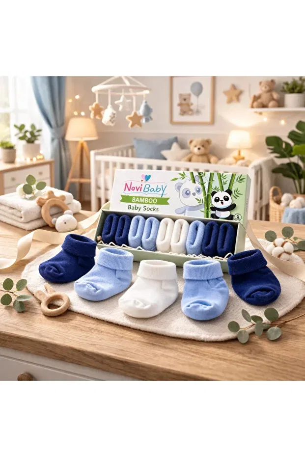 Детские носки для новорожденных из бамбука 5 пар Novibaby, Mix Blue — фото 3