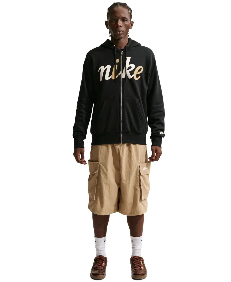 Худи Nike с полной молнией, с капюшоном, с принтом, Black/Sail