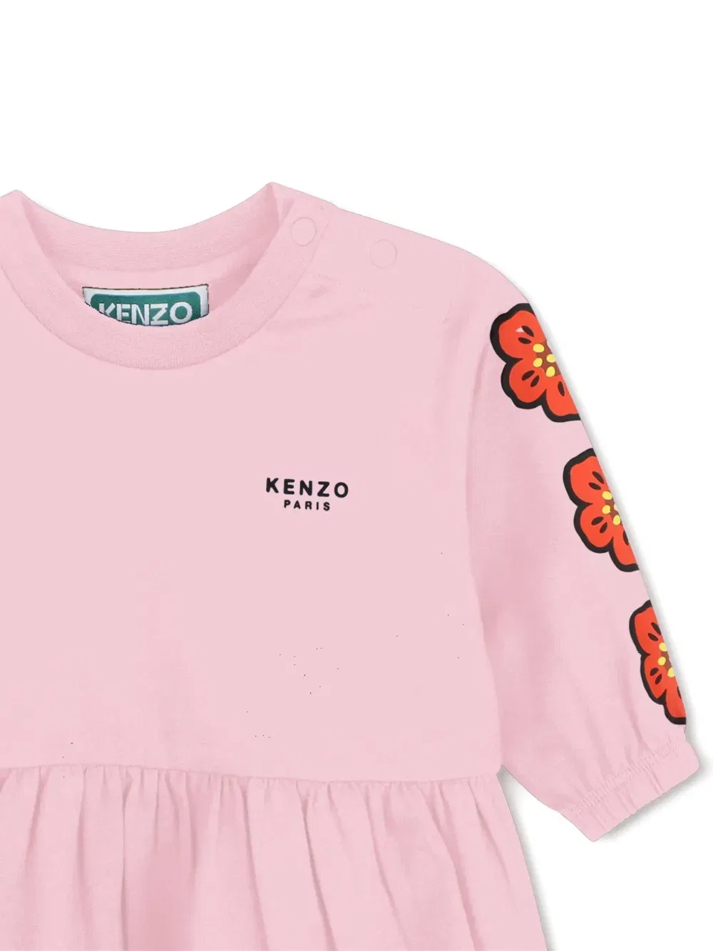 Расклешенное платье с принтом Boke Flower Kenzo Kids, розовый — фото 3