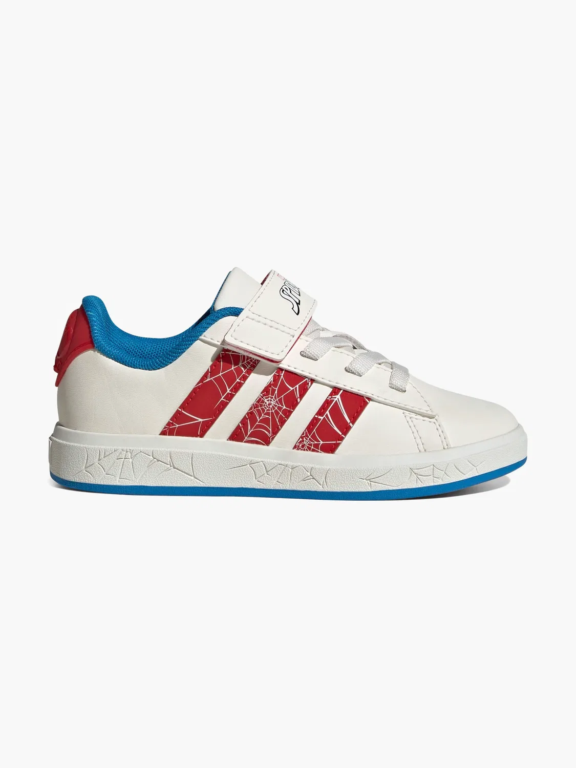 Детские кроссовки на липучках с пауком Marvel Adidas, белый