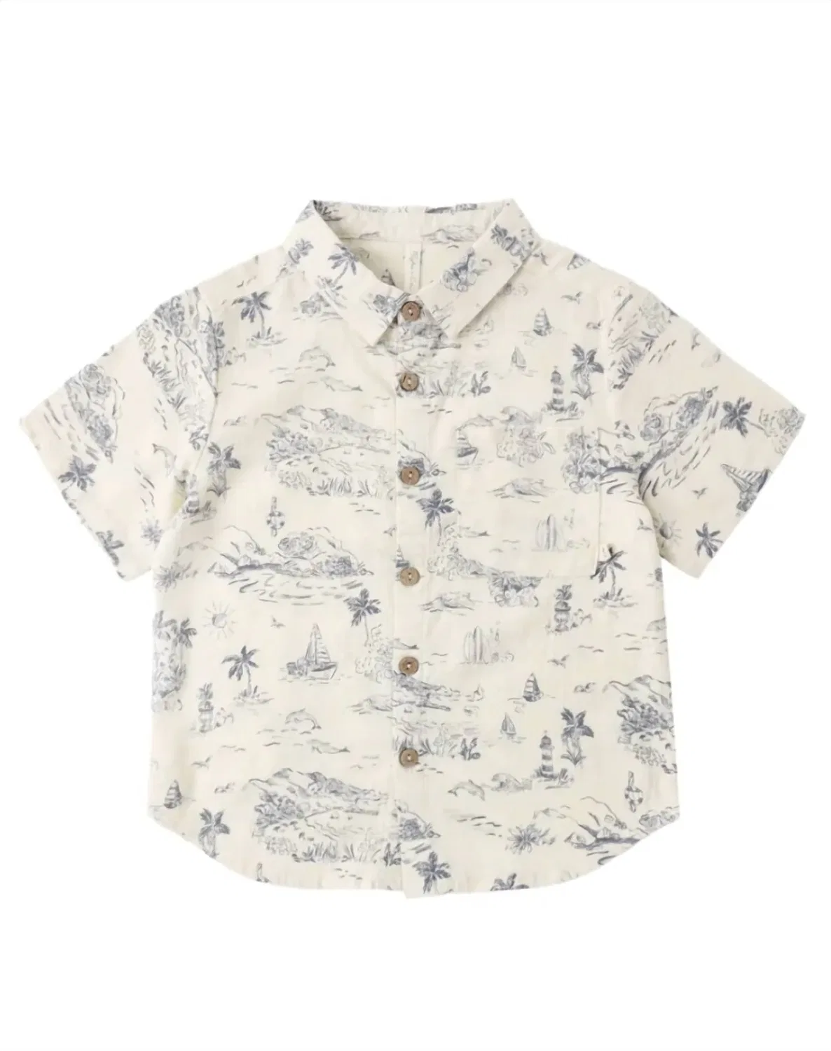 Детская рубашка с коротким рукавом и воротником Ocean Toile Rylee + Cru, Ocean Toile — фото 2