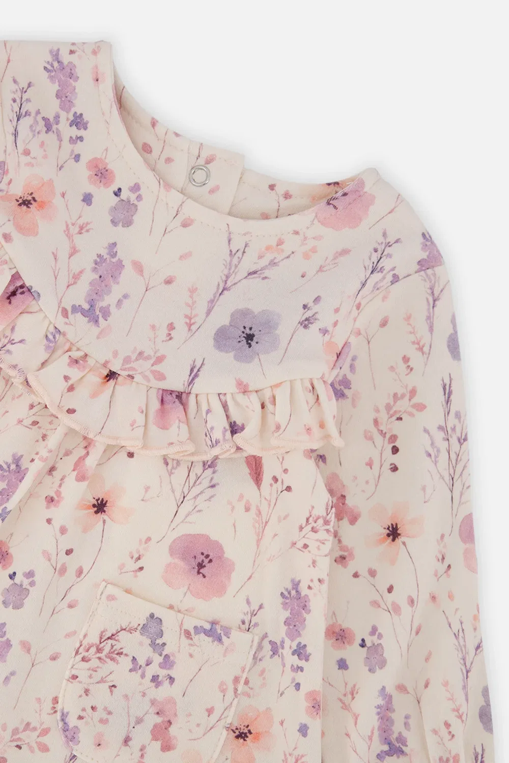 Детское платье-трапеция с длинным рукавом комплект с леггинсами Pink Printed Flowers Deux par Deux, Pink Printed Flowers — фото 4
