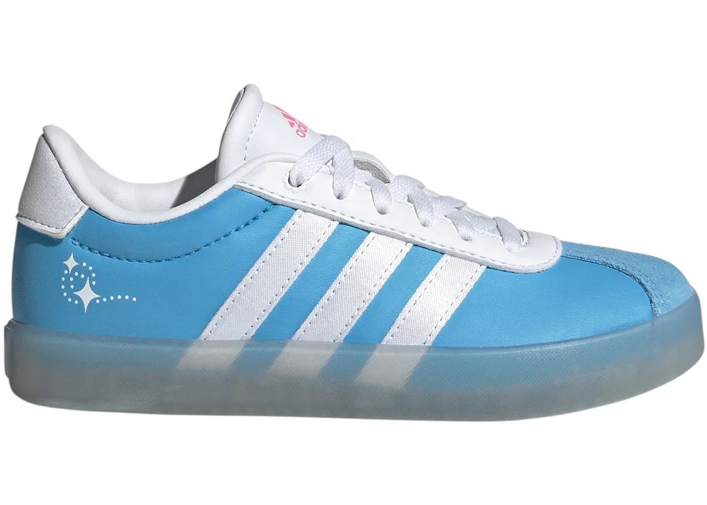 Детские кроссовки lifestyle с принтом Disney Cinderella Adidas VL Court 3.0, Semi Blue Burst/Cloud White/Lucid Pink