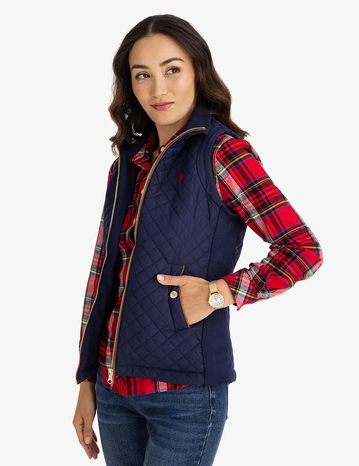 

Жилет утепленный U.S. Polo Assn. Side Knit Quilted, темно-синий