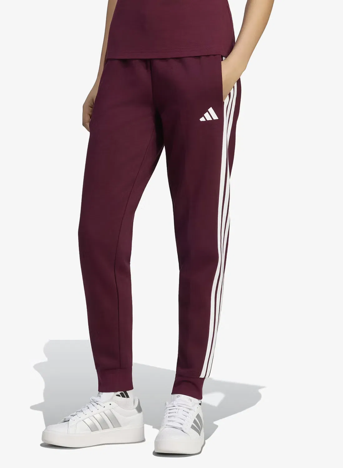 Штаны из флиса с логотипом 3-Stripes Adidas, бордовый