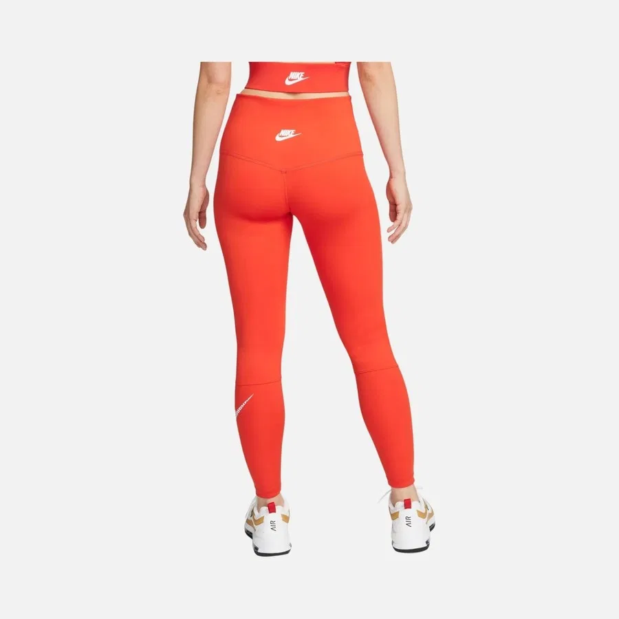 Женские леггинсы для танцев с высокой посадкой, цветблок, Dri-FIT, Nike, Красный — фото 2