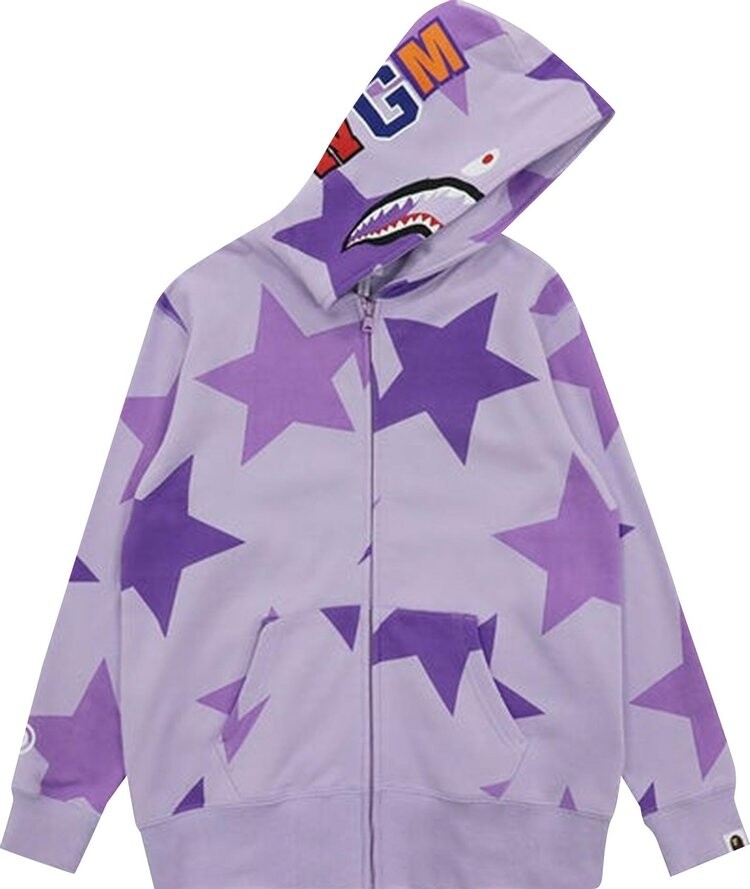 

Худи BAPE Sta Pattern Shark Full Zip Hoodie Purple, фиолетовый