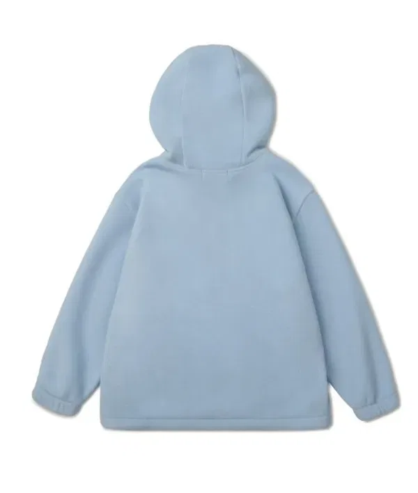 Флисовая кофта оверсайз с капюшоном и молнией, Musinsa Standard Kids, блю-грей — фото 3