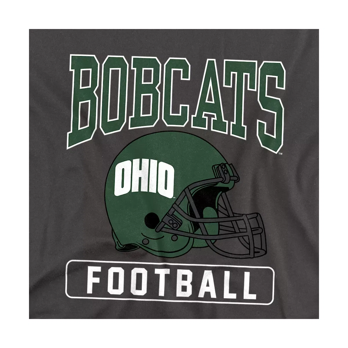 Детская футболка с принтом Ohio University Football Helmet NCAA, Charcoal — фото 2