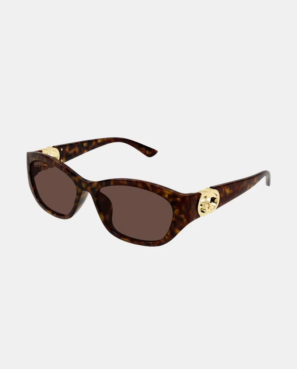 

Женские овальные солнцезащитные очки из литого пластика Gucci, коричневый