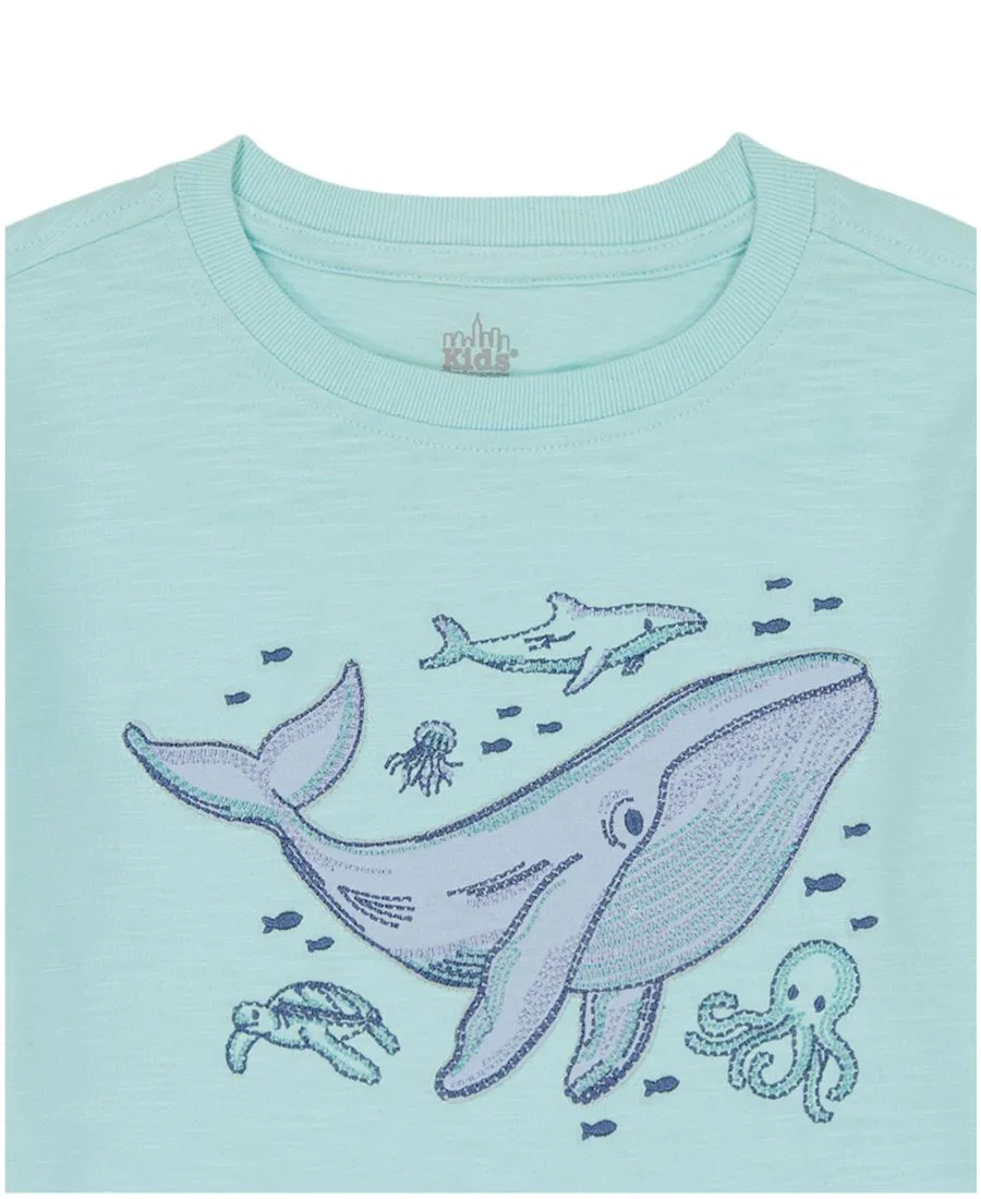 Детский комплект для мальчиков с коротким рукавом Ocean Animal Kids Headquarters, Blue — фото 4