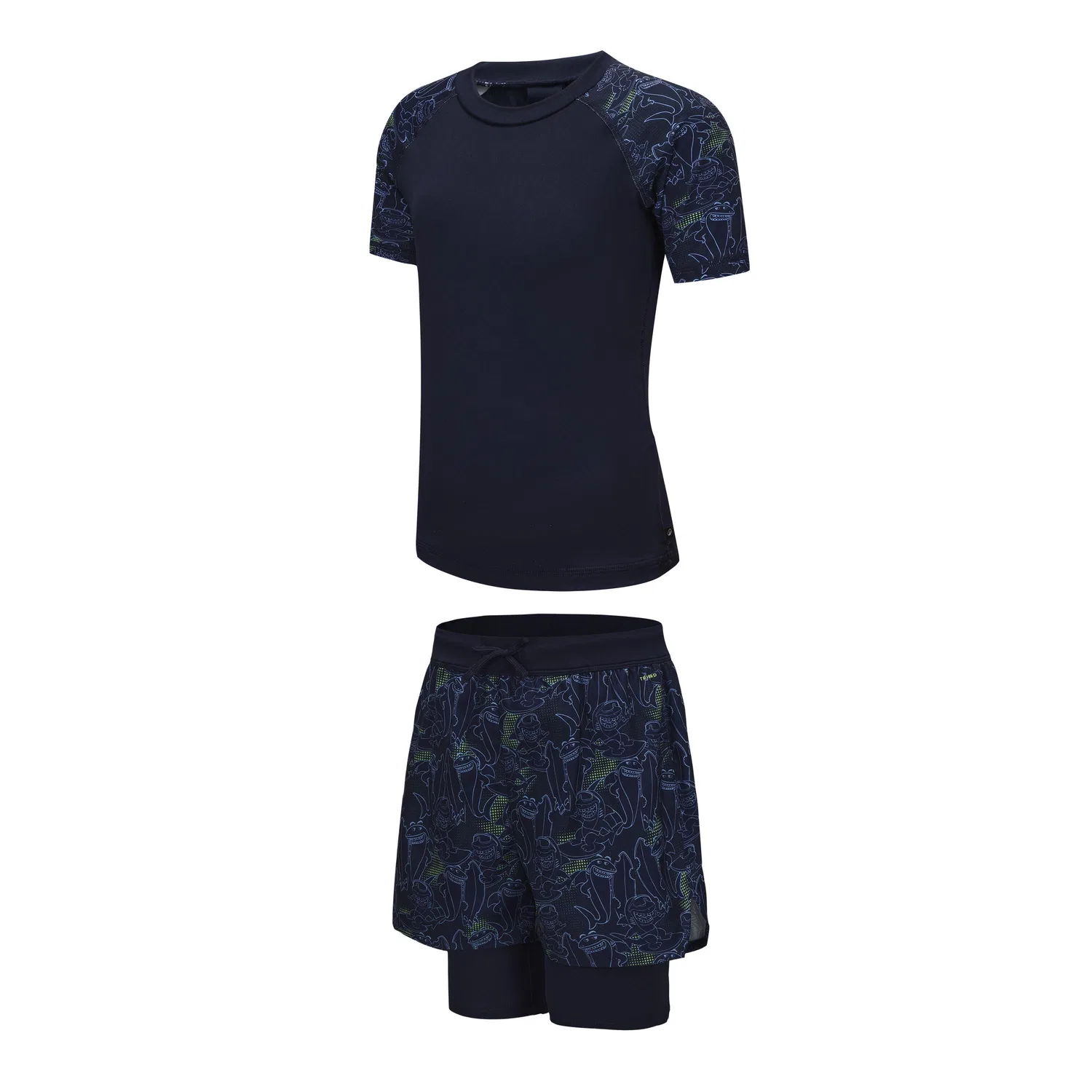 Детский комплект для плавания облегающий All Kids' DECATHLON, Gray Blue/Dark Navy Blue — фото 4